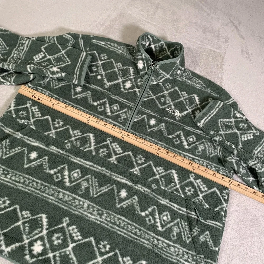 The North Face Jacket Mens 2XL Green Fleece 1/4 Zip Fair Isle Southerwestern XXL